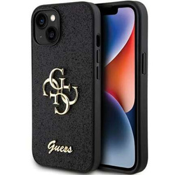 Original Handyhülle APPLE IPHONE 15 Guess Hardcase Glitter Script Big 4G (GUHCP15SHG4SGK) schwarz