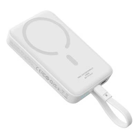 Powerbank Baseus Magnetic Mini MagSafe 10000mAh 30W z wbudowanym kablem Lightning - biały + kabel Baseus Simple Series USB-C - USB-C 60W 0.3m