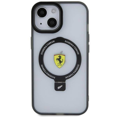 Original Case IPHONE 14 PLUS / 15 PLUS Ferrari Hardcase Ring Stand 2023 Collection MagSafe (FEHMP15MUSCAH) transparent