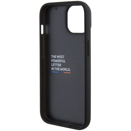 BMW BMHCP15S22PTDK iPhone 15 6,1&quot; schwarz/schwarzer Lederstempel Tricolor