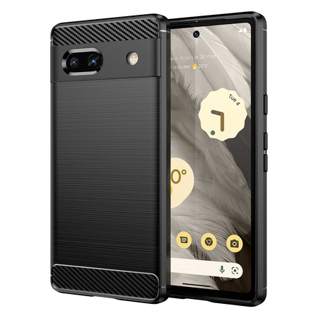 Carbon Case etui Google Pixel 7a elastyczny silikonowy karbonowy pokrowiec czarne