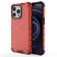 Honeycomb Case armor cover with TPU Bumper for iPhone 13 Pro red