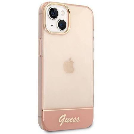 Original Case IPHONE 14 PLUS Guess Hardcase Translucent pink