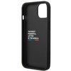 Original Handyhülle IPHONE 14 PLUS BMW Leather Stamp Tricolor (BMHCP14M22PTDK) schwarz