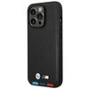 Original Case IPHONE 14 PRO BMW Leather Stamp Tricolor MagSafe (BMHMP14L22PTDK) black