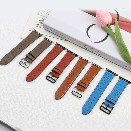 Strap Leather Leather strap for Apple Watch SE, 8, 7, 6, 5, 4, 3, 2, 1 (41, 40, 38 mm) band bracelet red