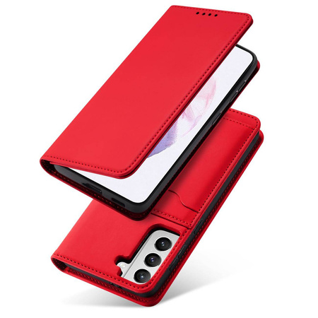 Magnet Kartenetui für Samsung Galaxy S22+ (S22 Plus) Etui Geldbörse Kartenhalter Rot