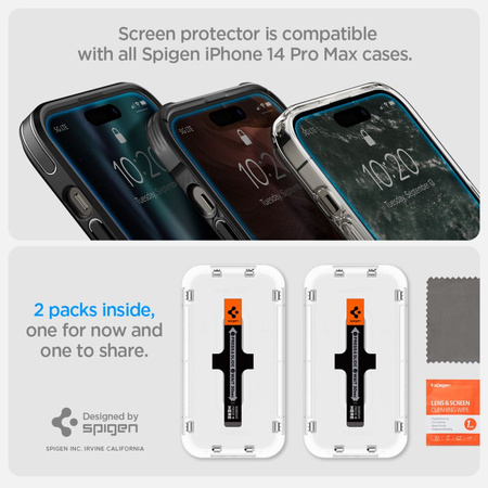 TEMPERED GLASS Spigen GLAS.TR &quot;EZ FIT&quot; 2-PACK IPHONE 14 PRO CLEAR