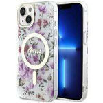 Guess GUHMP14MHCFWST iPhone 14 Plus 6.7" transparent hardcase Flower MagSafe