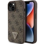 Guess Leather 4G Triangle Strass case for iPhone 15 - brown