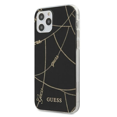 Guess nakładka do iPhone 12 Pro Max 6,7&quot; GUHCP12LPCUCHBK czarny hard case Gold Chain Collection