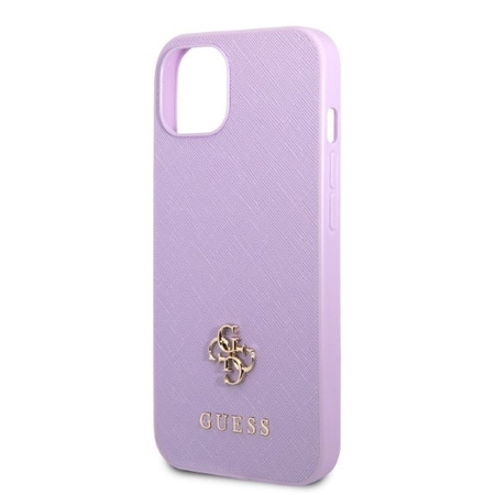 Original Handyhülle IPHONE 13 MINI Guess Hardcase Saffiano 4G Small Metal Logo violett