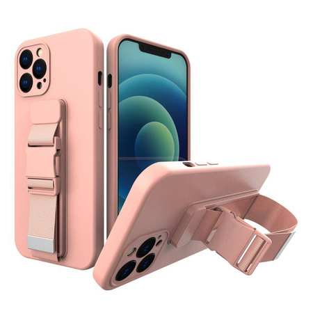 Rope case gel TPU airbag case cover with lanyard for iPhone 11 Pro Max pink