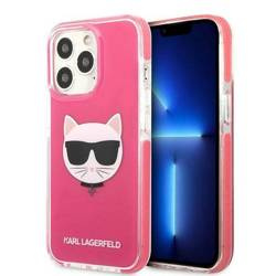 Original Handyhülle IPHONE 13 PRO MAX Karl Lagerfeld Hardcase Choupette Head (KLHCP13XTPECPI) rosa