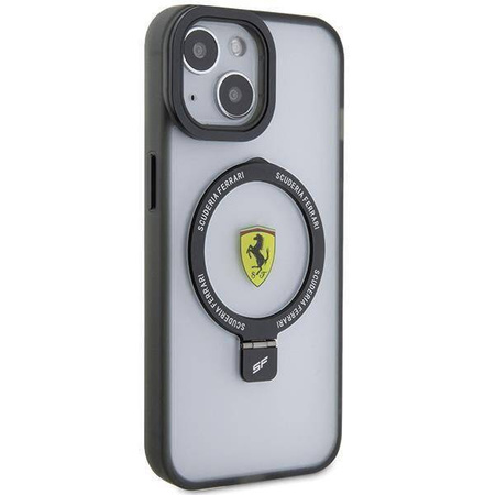 Original Handyhülle IPHONE 14 PLUS / 15 PLUS Ferrari Hardcase Ring Stand 2023 Collection MagSafe (FEHMP15MUSCAH) transparent