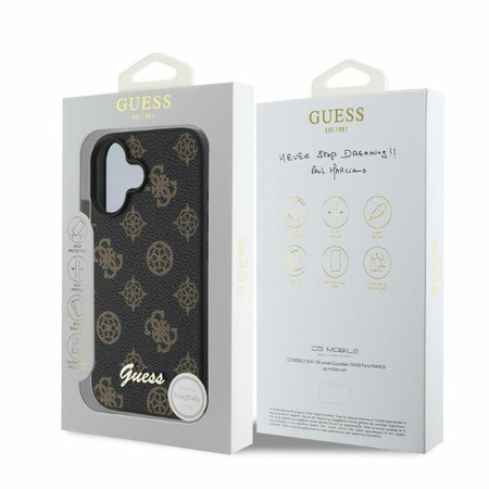 GUESS futerał do IPHONE 16 kompatybilny z MagSafe GUHMP16SPGPYSK (PU Peony Script) czarny