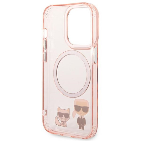 Karl Lagerfeld KLHMP14LHKCP iPhone 14 Pro 6,1" hardcase różowy/pink Karl & Choupette Aluminium Magsafe