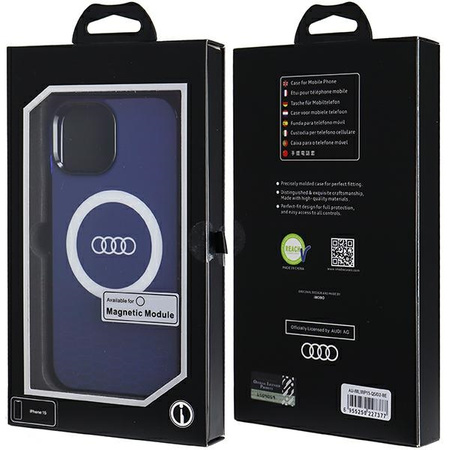 Audi IML Big Logo MagSafe Case iPhone 15 / 14 / 13 6.1" niebieski/navy blue hardcase AU-IMLMIP15-Q5/D2-BE