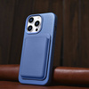 iCarer Litchi Premium Leather Case iPhone 14 Pro Magnetic Leather Case with MagSafe Light Blue (WMI14220710-LB)