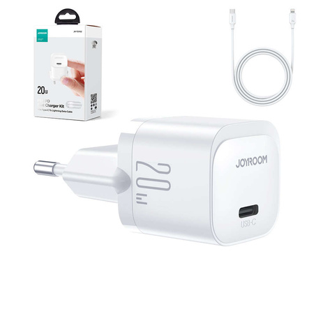 Mini-USB-C-Ladegerät 20 W PD mit USB-C-Kabel – Lightning Joyroom JR-TCF02 | Weiss