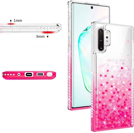 Etui IPHONE 12 PRO MAX Diamond Liquid Przelewany Brokat różowe