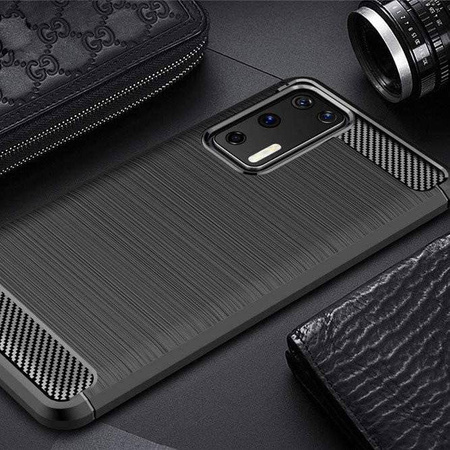 Carbon Case elastyczne etui pokrowiec Huawei P40 niebieski