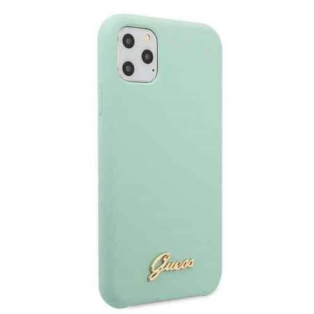 Etui Guess GUHCN58LSLMGGR iPhone 11 Pro zielony/green hard case Silicone Vintage Gold Logo