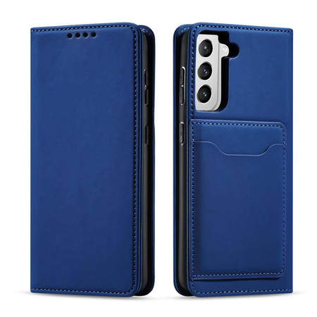 Magnet Kartenetui für Samsung Galaxy S22+ (S22 Plus) Tasche Wallet Card Holder Blau