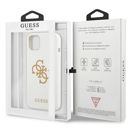 Guess GUHCP13SLS4GGWH iPhone 13 mini 5.4 &quot;white / white hard case Silicone 4G Logo