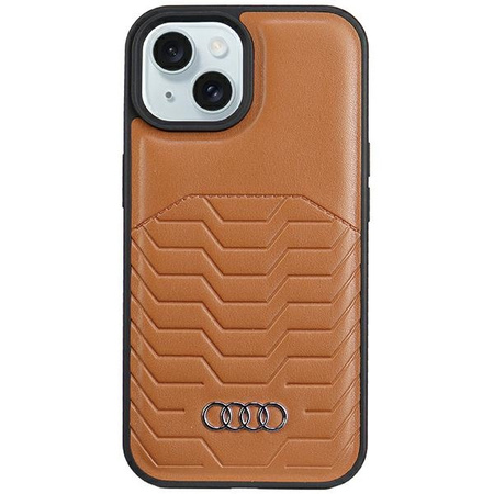 Audi Synthetic Leather MagSafe iPhone 15 / 14 / 13 6.1" brązowy/brown hardcase AU-TPUPCMIP15-GT/D3-BN