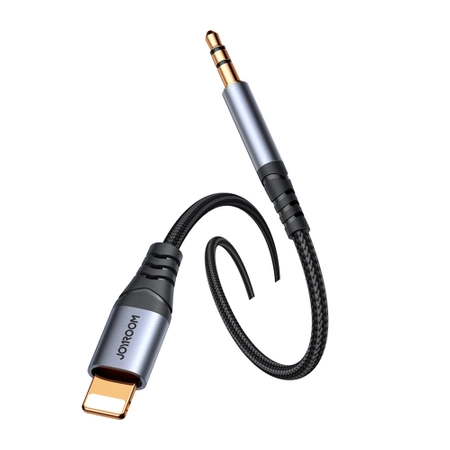 Joyroom stereo audio cable AUX 3.5 mm mini jack - Lightning for iPhone iPad 1.2 m black (SY-A06)