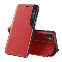 Eco Leather View Case elegant bookcase type case with kickstand for iPhone 13 Pro red