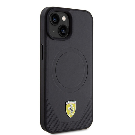 Ferrari FEHMP15SPTEK iPhone 15 6,1&quot; schwarz/schwarzes Hardcase Carbon Metal Logo MagSafe