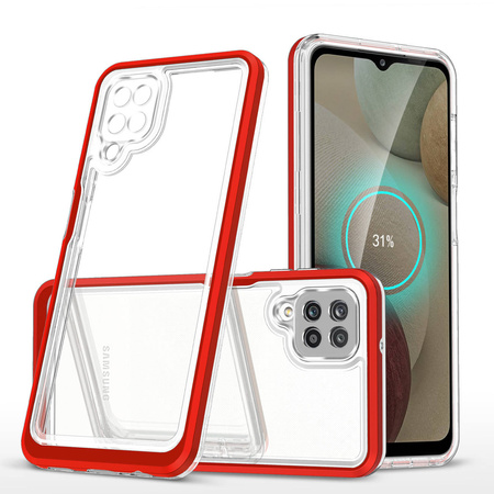 Klare 3in1 Hülle für Samsung Galaxy A22 4G Frame Gel Cover Rot