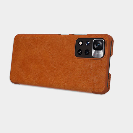 Nillkin Qin Case Cover for Xiaomi Redmi Note 11 Pro + (China) / Redmi Note 11 Pro (China) Camera Protector Holster Cover Flip Cover Brown