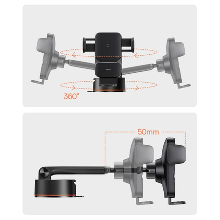 Baseus Wisdom Induktionsladegerät Autotelefonhalter am Armaturenbrett (Saugnapf) schwarz