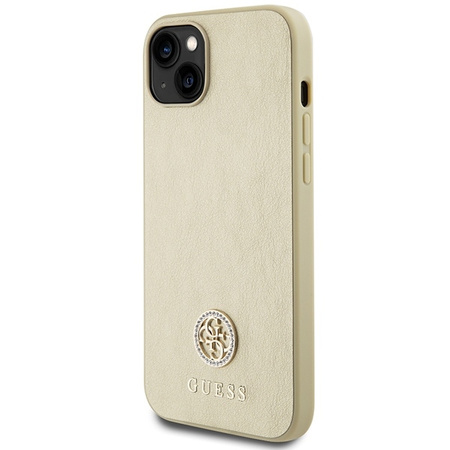 Guess Leather 4G Metal Logo Strass case for iPhone 15 - gold