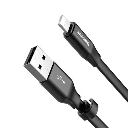 Baseus Nimble płaski kabel przewód USB / Lightning z uchwytem 2A 0,23M czarny (CALMBJ-B01)