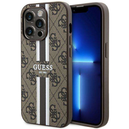 Guess GUHMP14XP4RPSW iPhone 14 Pro Max 6.7&quot; brown/brown hardcase 4G Printed Stripes MagSafe