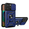 Hybrid Armor Camshield case for iPhone 14 Pro armored case with camera cover blue