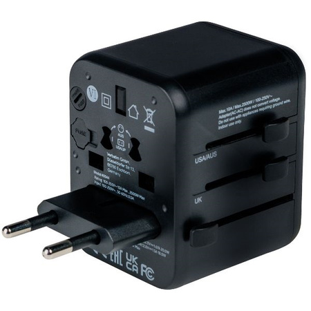 Verbatim Adapter podróżny EU/UK/US 2xUSB-A/USB-C PD 20W UTA-02 czarny/black 49544