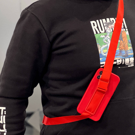 Rope case żelowe etui ze smyczą łańcuszkiem torebka smycz iPhone XR czerwony