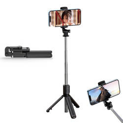 Statyw Tripod z Pilotem Bluetooth / Bezprzewodowy Selfie Stick / Kijek do Zdjęć XO SS09 czarny