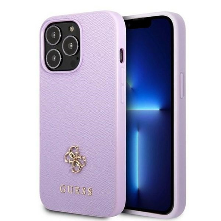 Original Case IPHONE 13 PRO MAX Guess Hardcase Saffiano 4G Small Metal Logo purple