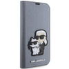 Karl Lagerfeld KLBKP14LSANKCPG iPhone 14 Pro 6.1" bookcase srebrny/silver Saffiano Karl & Choupette