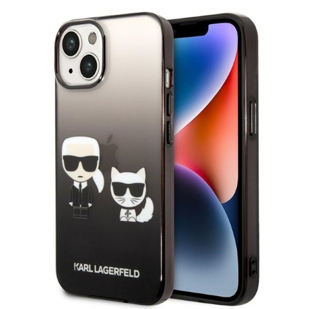 Oryginalne Etui IPHONE 14 PLUS Karl Lagerfeld Hardcase Gradient Ikonik Karl & Choupette (KLHCP14MTGKCK) czarne