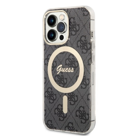 Guess Bundle Pack MagSafe 4G - Zestaw etui + ładowarka MagSafe iPhone 13 Pro Max (czarny/złoty)