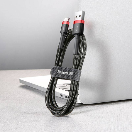 Baseus Cafule Cable - Kabel do ładowania i transmisji danych USB do USB-C 2 A, 2 m (czerwony/czarny)