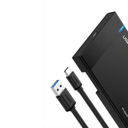 Ugreen kieszeń na dysk HDD SSD obudowa dysku SATA 2,5'' USB 3.2 Gen 1 (5 Gbps) USB Typ C + kabel 0,5 m czarny (60735)