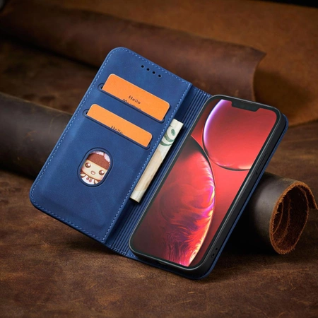 Magnet Fancy Case Hülle für iPhone 14 Plus Flip Cover Wallet Stand blau